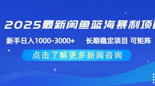 2025最新闲鱼蓝海暴L项目 ，这个项目很少人关注，新手日入1000-3000+ 不是问题长期稳定项目 可矩阵